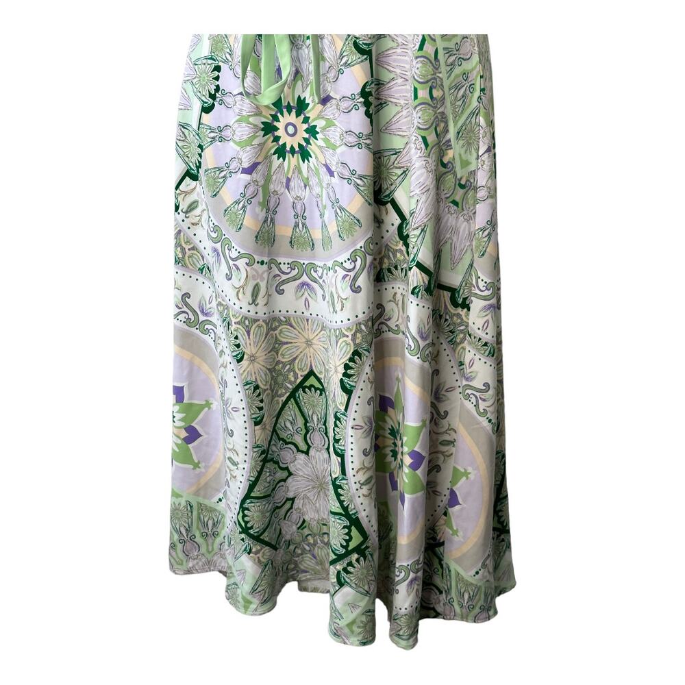 Eva Mendes Green & Purple Floral Sleeveless Midi Dress Women's 4 NEW - Picture 8 of 9
